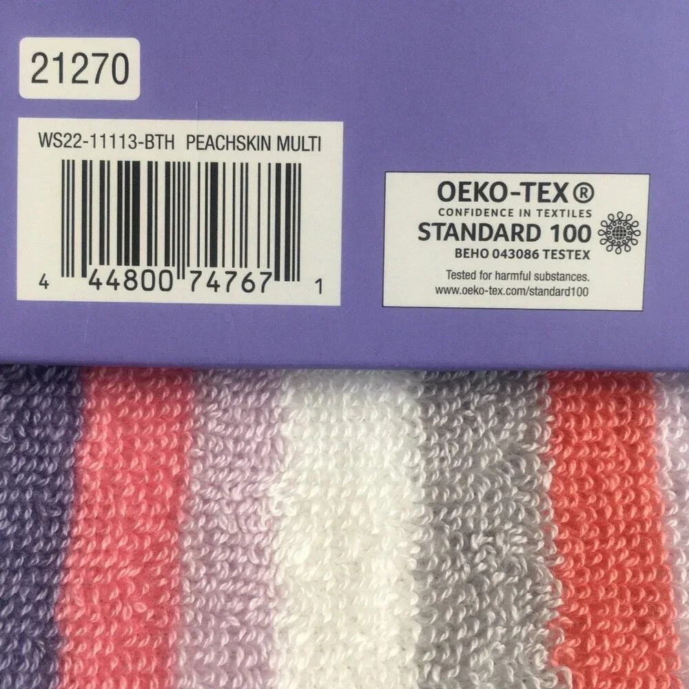 4 brand new Wild Sage Shae Multicolor Stripe 100% Cotton BATH Towels